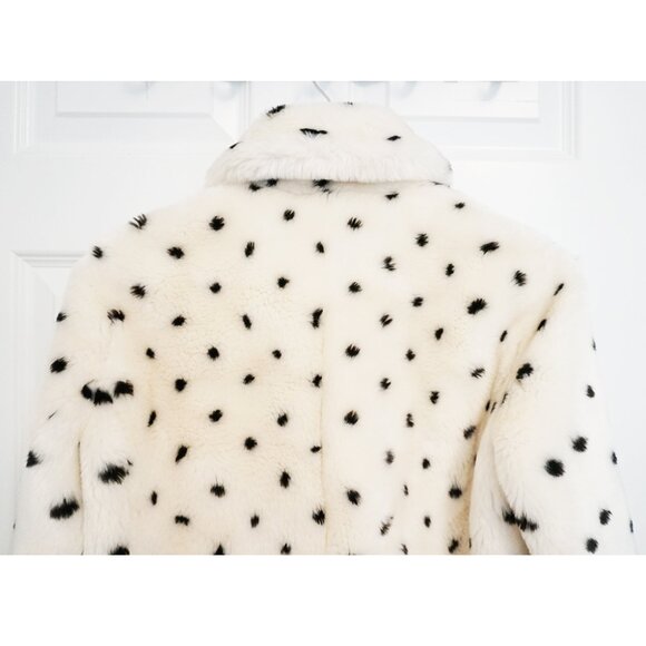 La Vie Rebecca Taylor Polka Dot Spotted Faux Fur Coat Jacket - Picture 6 of 13